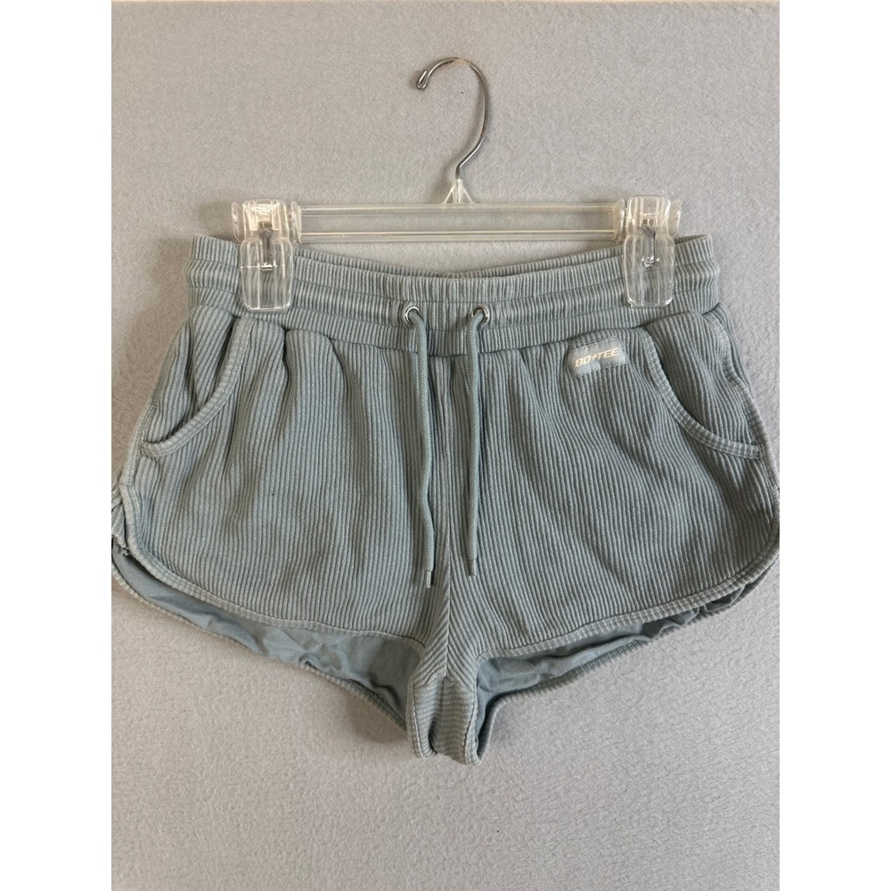 BO+TEE Ribbed Lounge Shorts Light Blue Drawstring Elastic Waist Women's Size‎ L